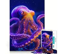 Puzzle a forma di polpo viola e arancione per adulti, 1000 pezzi, gioco di logica fine, casual, rilassante, con bordi puliti, opera d'arte (38x26cm)