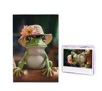 Puzzle a forma di rana con cappello, puzzle personalizzato in legno per adulti, foto puzzle artistico da appendere alla parete, decorazione per compleanno, matrimonio, San Valentino, anniversario