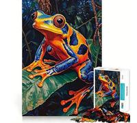 Puzzle a forma di rana della foresta pluviale dai colori vivaci,1000 pezzi,gioco di concentrazione mentale,tagli di precisione,bordi lisci,attività coinvolgente per serate tranquille (38x52cm)