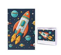 Puzzle a forma di razzo spaziale in stile cartone animato, 1000 pezzi, puzzle personalizzato in legno per adulti, foto puzzle arte da appendere alla parete, decorazione per compleanno, matrimonio, San