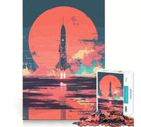Puzzle a forma di razzo spaziale per adulti, 1000 pezzi, Smart Reason Toy Group, bordo liscio, opera d'arte 38x52cm