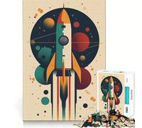 Puzzle a forma di razzo spaziale retrò da 1000 pezzi per adolescenti, gioco di logica puro, rilassante, con taglio netto e raffinato (38x52cm)