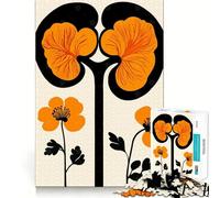 Puzzle a forma di rene con fiori arancioni per ragazzi, 1000 pezzi, stimola la memoria, gioco al chiuso, assemblaggio di immagini, regalo per le vacanze (38x26cm)