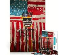 Puzzle a forma di scheletro con bandiera americana,1000 pezzi,per adulti,gioco di memoria,taglio di qualità professionale,attività di gruppo emozionante (38x52cm)
