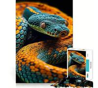 Puzzle a forma di serpente arancione e verde da 1000 pezzi per adulti, gioco cognitivo per momenti di condivisione, assemblaggio di modelli, idea regalo di Babbo Natale (50x75cm)