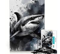 Puzzle a forma di squalo dipinto ad acquerello,1000 pezzi da ricomporre,divertente gioco,tecnologia di taglio laser avanzata,giocattolo per interni per le vacanze (50x75cm)