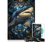 Puzzle a forma di squalo per ragazzi, 1000 pezzi, gioco intelligente per il tempo libero, taglio preciso, regalo stagionale 38x26cm