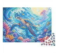 Puzzle a forma di tartaruga di mare, corallo, oceano, 1000 pezzi | 52 x 38 cm, in cartone, per esercizi mentali, taglio preciso, appassionati di puzzle, riduzione dello stress