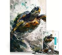 Puzzle a forma di tartaruga marina ad acquerello,1000 pezzi,gioco di memoria,taglio di precisione,attività creativa interattiva per stimolare la mente a casa (38x26cm)
