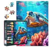 Puzzle a forma di tartaruga per adulti, 1000 pezzi, paesaggio marino, vita marina, trovato in una barriera corallina colorata Jigsaw Puzzle 1000 pezzi, 50 x 70 cm