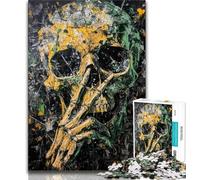 Puzzle a forma di teschio fumoso per adulti e adolescenti, antistress, sfida difficile, adatto per la decorazione del desktop, 38x26cm