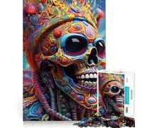 Puzzle a forma di teschio psichedelico per adolescenti, 1000 pezzi, stimola la memoria, gioco al chiuso, assemblaggio di immagini, regalo per le vacanze (38x26cm)