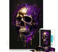 Puzzle a forma di teschio viola e oro per adulti, 1000 pezzi, per rafforzare la memoria e il legame familiare, con bordi netti, ideale come regalo di compleanno (50x75cm)