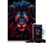 Puzzle a forma di testa di leone rosso per adolescenti, 1000 pezzi, con immagine nitida e rilassante, da collezione (38x26cm)