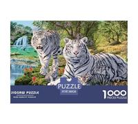 Puzzle a forma di tigre bianca, 1000 pezzi, motivo: giungla a cascata, gioco di abilità impossible 100% cartone riciclato, decorazione per la casa, 38 x 26 cm, 1000 pezzi
