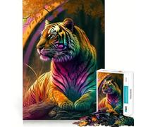 Puzzle a forma di tigre colorata per adulti, 1000 pezzi Un gioco intelligente per la casa, con tagli precisi e decorazioni da parete 38x26cm