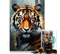 Puzzle a forma di tigre da 1000 pezzi per adulti, gioco per l'esercizio mentale, antistress, design da assemblare, regalo elegante 38x26cm