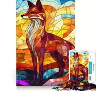Puzzle a forma di volpe in vetro colorato per adulti, 1000 pezzi, stimola la memoria, rilassante e divertente, taglio di alta qualità, regalo premuroso 38x26cm