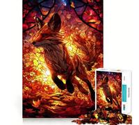 Puzzle a forma di volpe in vetro colorato per ragazzi, 1000 pezzi, gioco di logica e divertimento, bordi lisci, regalo di compleanno 50x75cm