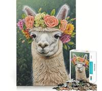 Puzzle a ghirlanda di fiori e alpaca,1000 pezzi,esercizio mentale divertente,pezzi che si incastrano perfettamente,un modo coinvolgente per passare il tempo libero (38x52cm)