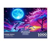 Puzzle A Group of Salmon 1000 Pezzi Per Bambini E Adulti, Puzzle Con Full Moon Flower Tree, Momenti Felici Insieme, Regalo Originale 38x26cm/1000pcs