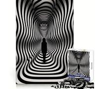 Puzzle a illusione di figure nere da 1000 pezzi per adolescenti, benessere mentale, relax, assemblaggio perfetto, regalo sincero (38x52cm)