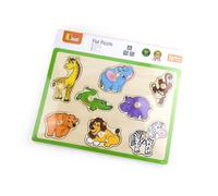 Puzzle a incastri in legno con animali della giungla con pomelli 30 × 22,5 cm VIGA