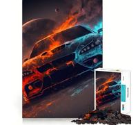 Puzzle a incastro con auto e skyline spaziale per adulti, 1000 pezzi, gioco di logica mentale, delicato, rilassante, taglio preciso, lista dei desideri di Babbo Natale 38x26cm