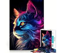 Puzzle a incastro con gatto al neon per adulti, 1000 pezzi, gioco per esercizi mentali, relax, design, assemblaggio, (50x75cm)