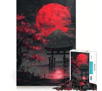 Puzzle a incastro con Luna Rossa, Porta Torii e Fuji, 1000 pezzi, ideale per ragazzi, per stimolare la memoria, rilassarsi e divertirsi Taglio di alta qualità Regalo elegante (50x75cm)