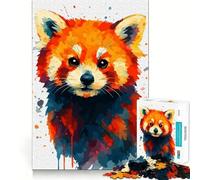Puzzle a incastro con panda rosso ad acquerello,1000 pezzi,ideale per stimolare la concentrazione,con taglio laser per un incastro perfetto e un'attività divertente per i propri cari (50x75cm)