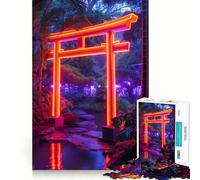 Puzzle a incastro con porta giapponese Torii al neon per ragazzi, 1000 pezzi, gioco di logica, divertimento per tutta la famiglia, taglio di precisione, (38x26cm)
