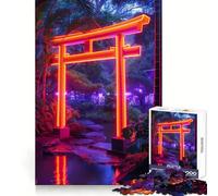Puzzle a incastro con porta giapponese Torii al neon per ragazzi, 1000 pezzi, gioco di logica, divertimento per tutta la famiglia, taglio di precisione, (38x26cm)