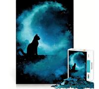 Puzzle a incastro con sagoma di gatto che osserva le stelle, 1000 pezzi, gioco di logica mentale antistress, taglio preciso, regalo di Babbo Natale 50x75cm