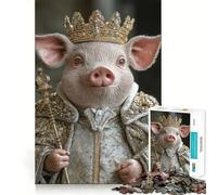 Puzzle a incastro con statuetta del Re Maiale per adulti, 1000 pezzi, gioco di logica, svago, taglio perfetto, regalo creativo (38x52cm)