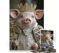 Puzzle a incastro con statuetta del Re Maiale per adulti, 1000 pezzi, gioco di logica, svago, taglio perfetto, regalo creativo (38x52cm)