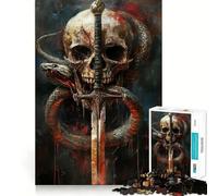 Puzzle a incastro con teschio e spada in stile dark art per adolescenti, 1000 pezzi, attività per lo sviluppo delle capacità cognitive, ideale per la casa, con bordi precisi, regalo festivo 38x52cm