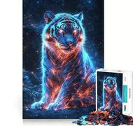 Puzzle a incastro con tigre cyberpunk al neon per adulti, 1000 pezzi, gioco di logica stimolante, rilassante, con bordi trasparenti, regalo artistico (50x75cm)