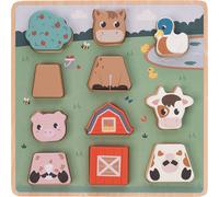 Puzzle a incastro in legno animali della fattoria, 11 pezzi - FREE2PLAY