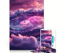 Puzzle a incastro "Nuvole spaziali" con disco musicale per ragazzi, 1000 pezzi, gioco di logica, lento, divertente, taglio perfetto, sorpresa di compleanno (38x52cm)