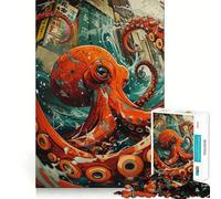 Puzzle a incastro "Tentacled Tide Surge" per ragazzi, 1000 pezzi, stimola la memoria, gioco lento, bordi puliti, regalo di Natale 50x75cm
