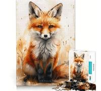 Puzzle a incastro "Volpe ad acquerello scintillante" da 1000 pezzi,gioco di memoria,taglio di alta precisione,attività creativa interattiva per stimolare la mente a casa (38x52cm)