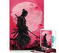 Puzzle a inchiostro "Guerriero Samurai" per ragazzi, 1000 pezzi, immagine di richiamo, divertente e rilassante, decorazione murale con ritagli nitidi (38x52cm)