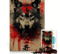 Puzzle a inchiostro stile giapponese Wolf,1000 pezzi,per adulti,gioco per migliorare la memoria,taglio di qualità professionale,attività di gruppo emozionante (50x75cm)