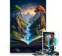 Puzzle a libro aperto con paesaggio, 1000 pezzi, per adulti, gioco di concentrazione e svago, ideale per la casa, con bordi netti, regalo perfetto per Babbo Natale (50x75cm)