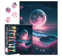 Puzzle a luna piena per adulti, 1000 pezzi, paesaggio spiaggia, difficile, difficile da sfidare, puzzle di famiglia, 70 x 50 cm, puzzle fantasia, regalo per le donne