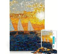Puzzle a mosaico con barche a vela e tramonto, 1000 pezzi, per ragazzi, gioco di logica e svago, bordi lisci, regalo di alta qualità (50x75cm)