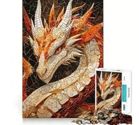 Puzzle a mosaico con drago misterioso per adulti, 1000 pezzi, gioco per allenare la mente, divertimento in casa, taglio di precisione, regalo per le vacanze (38x52cm)
