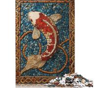 Puzzle a mosaico con pesci koi, sfida difficile, 100% cartone riciclato, per adulti e adolescenti, regali di Halloween, 1000 pezzi (26x38 cm)