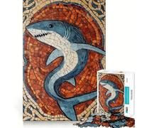 Puzzle a mosaico con squalo per ragazzi, 1000 pezzi, gioco di logica fine, passatempo rilassante, bordo netto, pezzo da collezione 38x26cm